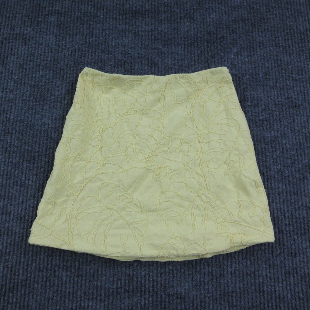 Devon Windsor Skirt Womens XS Yellow A-Line Short Lined Embroidered Pull On NWOT